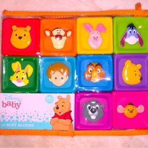 New Disney Baby Winnie the Pooh Tigger Piglet 10 Soft Blocks Colorful 12+Months